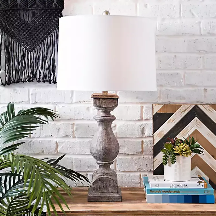 Kirklands Home Gray Balustrade Table Lamp White Clearance