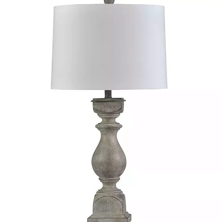 Kirklands Home Gray Balustrade Table Lamp White Clearance