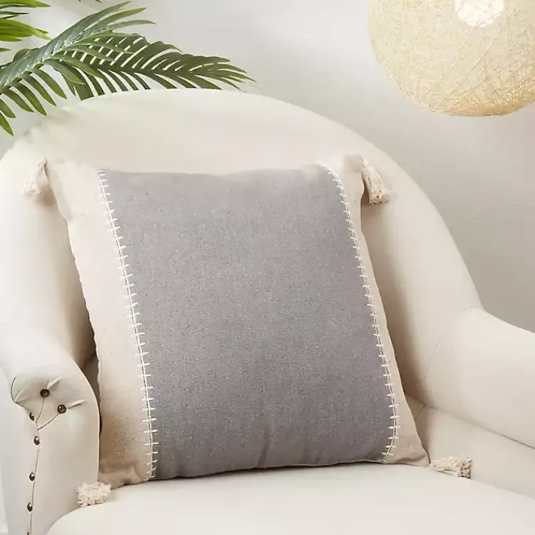 Pillows>Kirklands Home Banded Whipstitch Pillow Gray