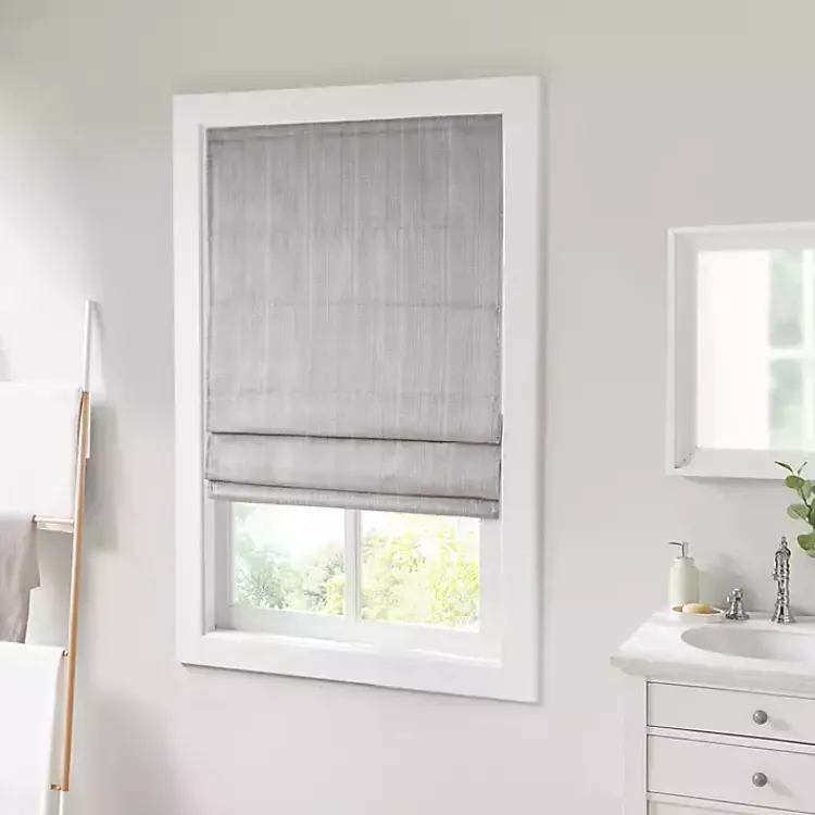 Kirklands Home Basketweave Cordless Roman Shade, 27 in. Gray Best