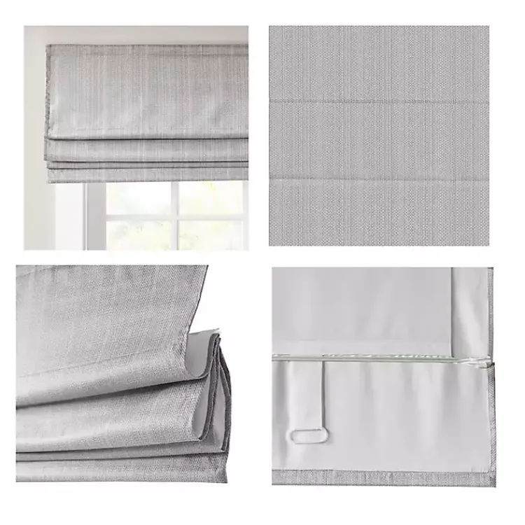 Kirklands Home Basketweave Cordless Roman Shade, 27 in. Gray Best