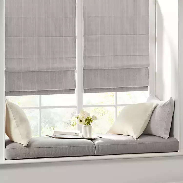 Kirklands Home Basketweave Cordless Roman Shade, 35 in. Gray Discount