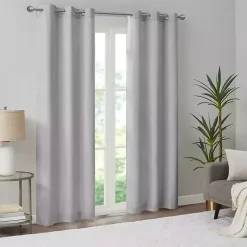 Kirklands Home Basketweave Curtain Panel Set, 84 in Gray Hot