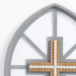 Kirklands Home Gray Beaded Cathedral Cross Wall Plaque Clearance