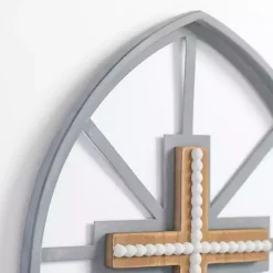 Kirklands Home Gray Beaded Cathedral Cross Wall Plaque Clearance