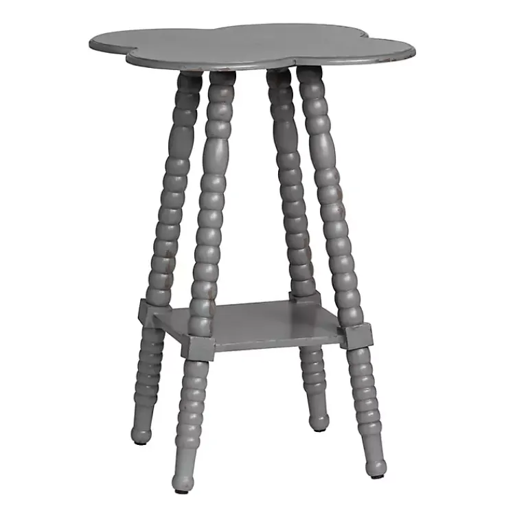 Kirklands Home Beaded Clover Accent Table Gray