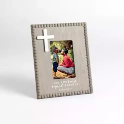 Picture Frames>Kirklands Home Beaded Cross Picture Frame Gray