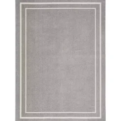 Kirklands Home Bordered Indoor/Outdoor Area Rug, 5x7 Gray New
