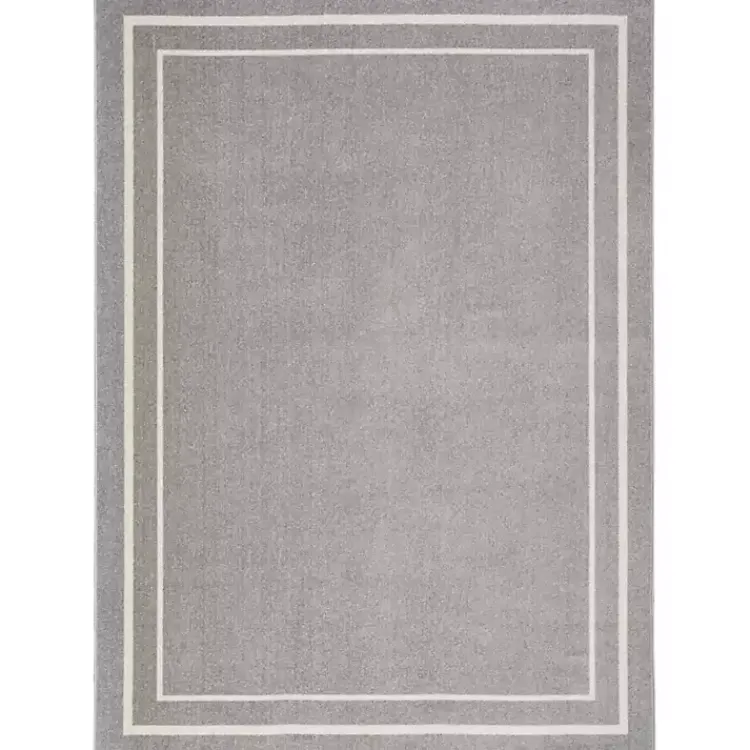 Kirklands Home Bordered Indoor/Outdoor Area Rug, 5x7 Gray New