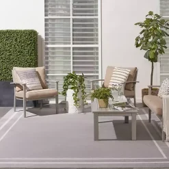 Kirklands Home Bordered Indoor/Outdoor Area Rug, 8x10 Gray Hot