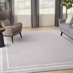 Kirklands Home Bordered Indoor/Outdoor Area Rug, 8x10 Gray Hot
