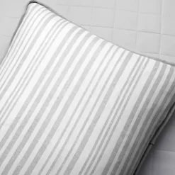Kirklands Home Box Stitch Cotton Full/Queen 3-pc. Quilt Set Gray Outlet