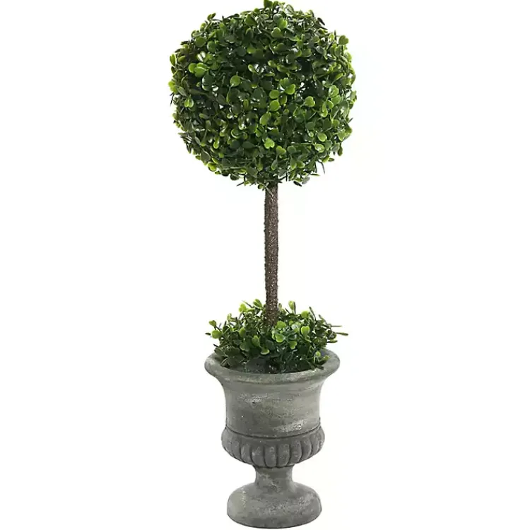 Trees & Topiaries>Kirklands Home Gray Boxwood Pedestal Urn Topiary, 2 ft.