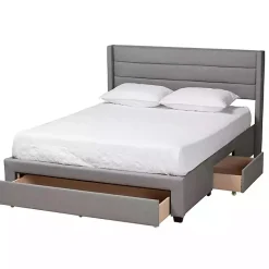 Kirklands Home Braylon Upholstered 3-Drawer Full Bed Gray Best