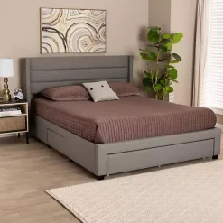 Kirklands Home Braylon Upholstered 3-Drawer Full Bed Gray Best