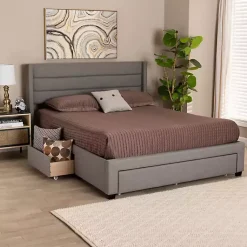 Kirklands Home Braylon Upholstered 3-Drawer Full Bed Gray Best