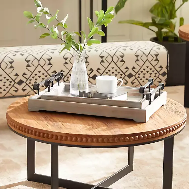 Decorative Trays>Kirklands Home Brushed Distressed 2-pc. Decorative Tray Set Gray