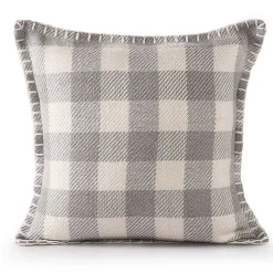 Kirklands Home Gray Buffalo Check Stitched Outdoor Throw Pillow Sale