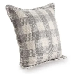 Kirklands Home Gray Buffalo Check Stitched Outdoor Throw Pillow Sale