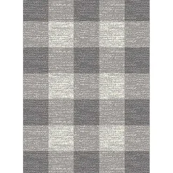 Kirklands Home Buffalo Plaid Indoor/Outdoor Area Rug, 7x9 Gray New