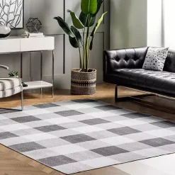 Kirklands Home Gray Buffalo Plaid Washable Area Rug, 4x6 Best