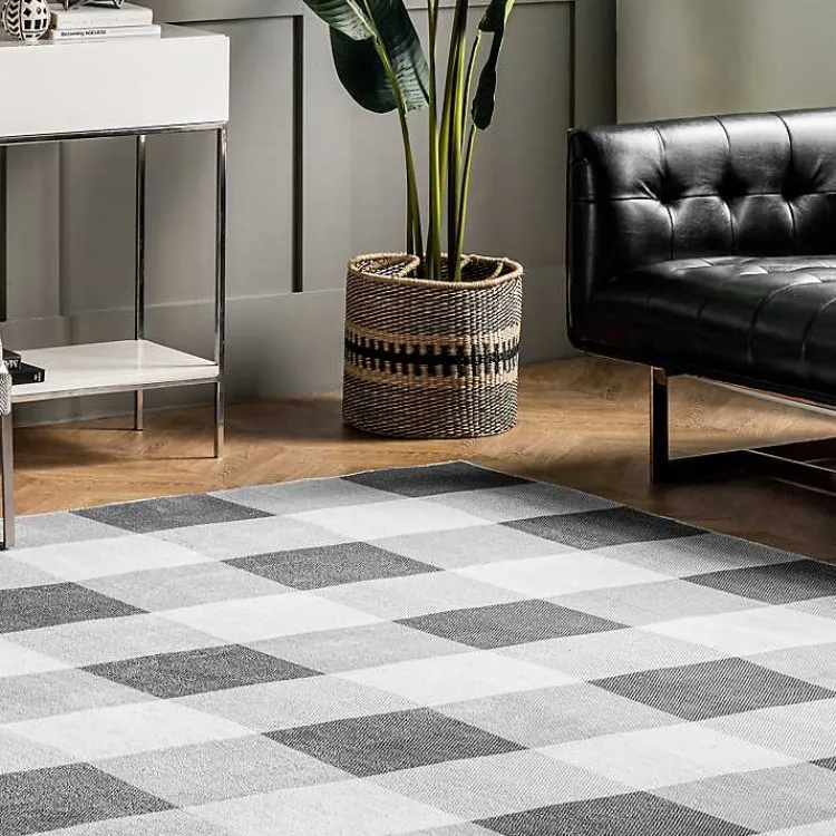 Kirklands Home Gray Buffalo Plaid Washable Area Rug, 4x6 Best