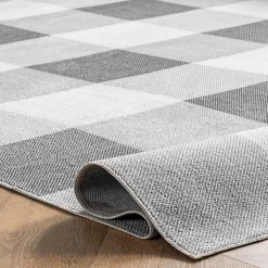 Kirklands Home Gray Buffalo Plaid Washable Area Rug, 4x6 Best