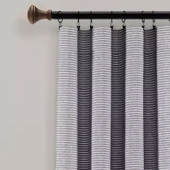 Kirklands Home Gray Button and Stripe Curtain Panel Set, 95 in. Clearance