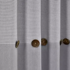 Kirklands Home Gray Button and Stripe Curtain Panel Set, 95 in. Clearance