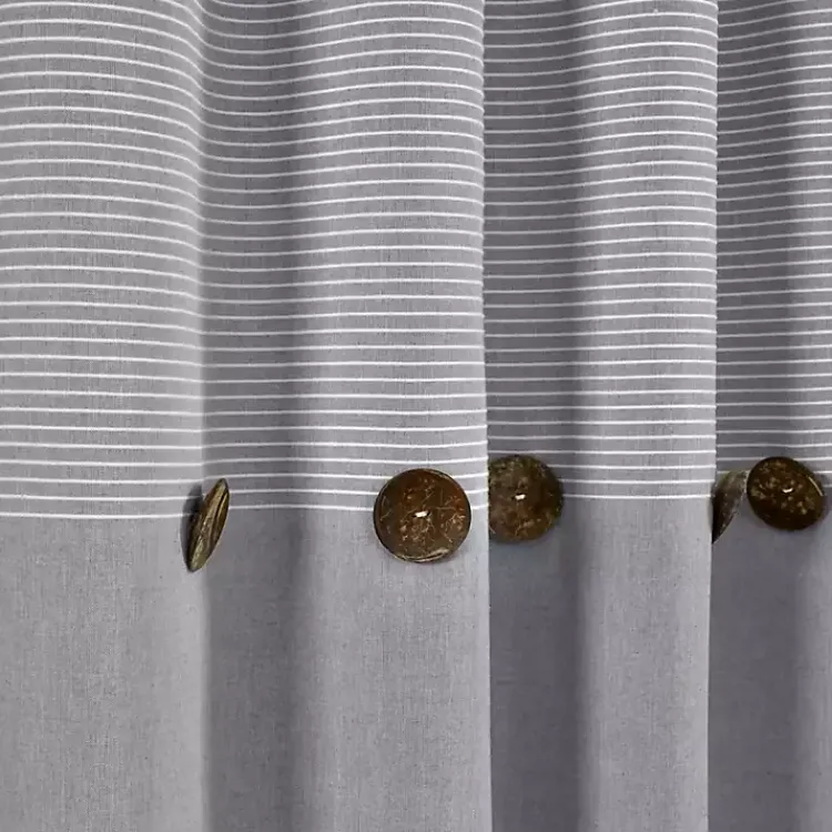 Kirklands Home Gray Button and Stripe Curtain Panel Set, 95 in. Clearance