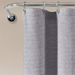 Kirklands Home Button and Stripe Shower Curtain Gray New