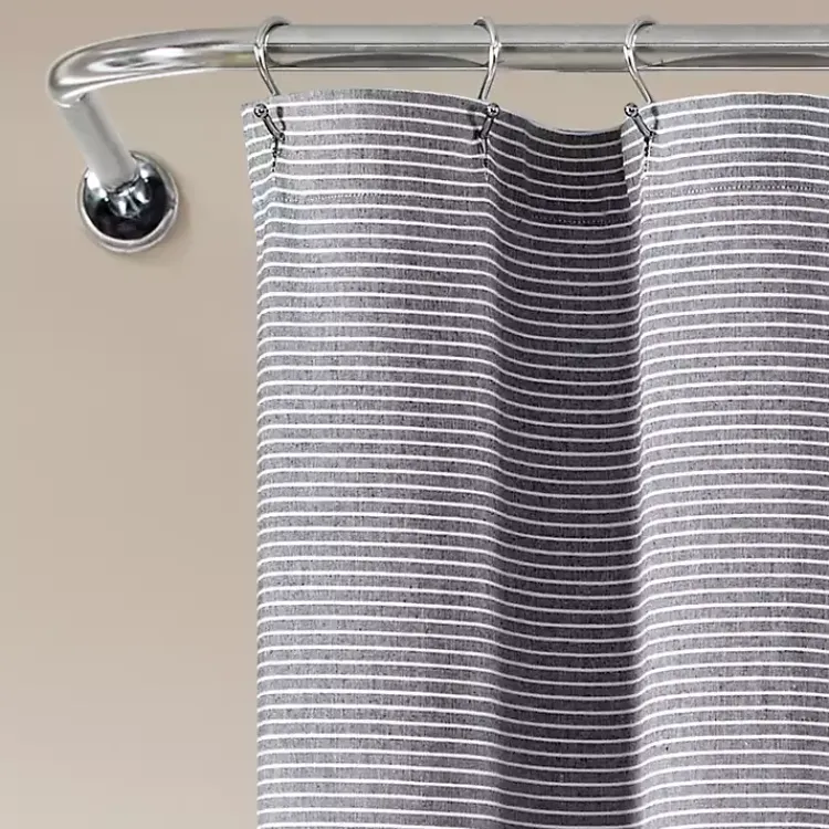Kirklands Home Button and Stripe Shower Curtain Gray New