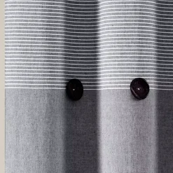Kirklands Home Button and Stripe Shower Curtain Gray New