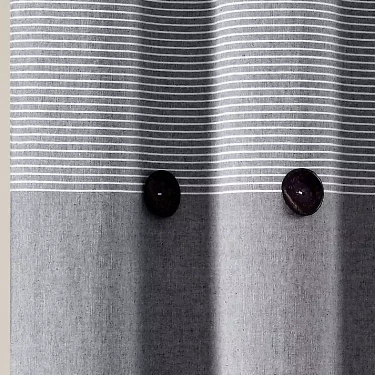 Kirklands Home Button and Stripe Shower Curtain Gray New