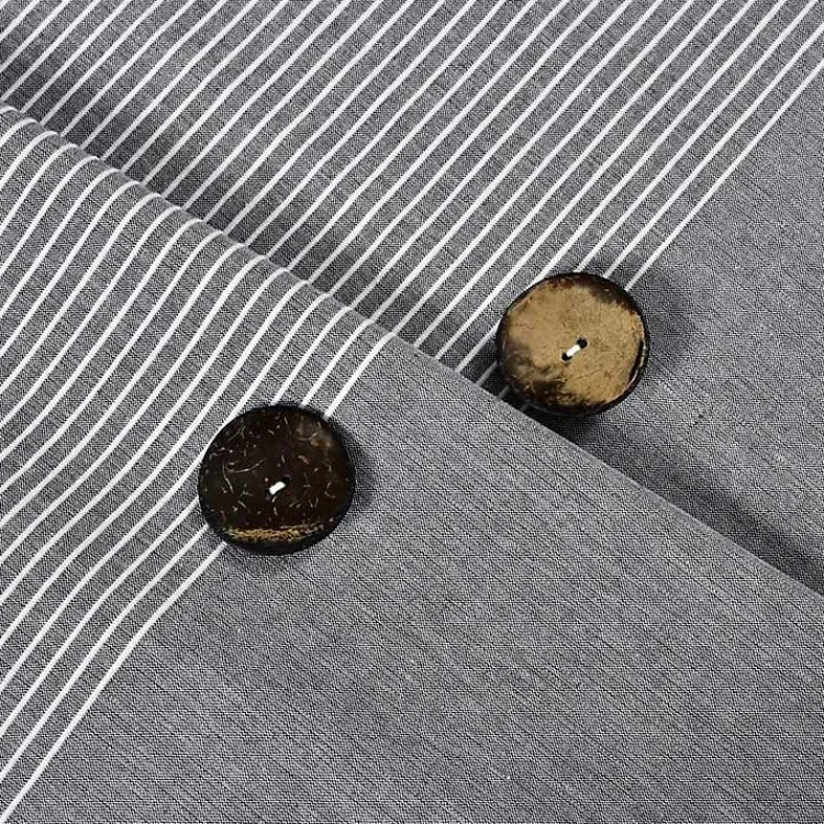 Kirklands Home Button and Stripe Shower Curtain Gray New
