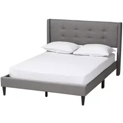 Kirklands Home Button Tufted Headboard Full Platform Bed Gray Clearance