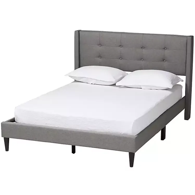 Kirklands Home Button Tufted Headboard Full Platform Bed Gray Clearance