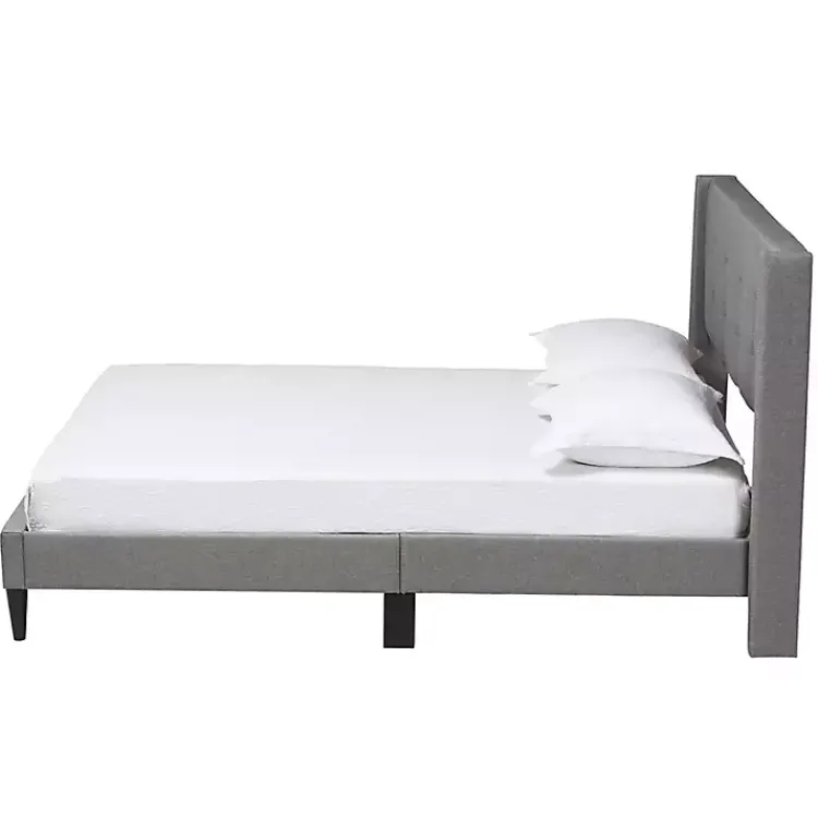 Kirklands Home Button Tufted Headboard Full Platform Bed Gray Clearance