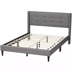 Kirklands Home Button Tufted Headboard Full Platform Bed Gray Clearance
