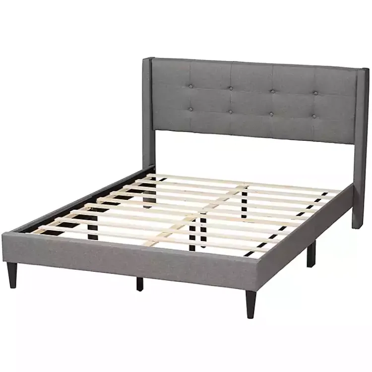 Kirklands Home Button Tufted Headboard Full Platform Bed Gray Clearance
