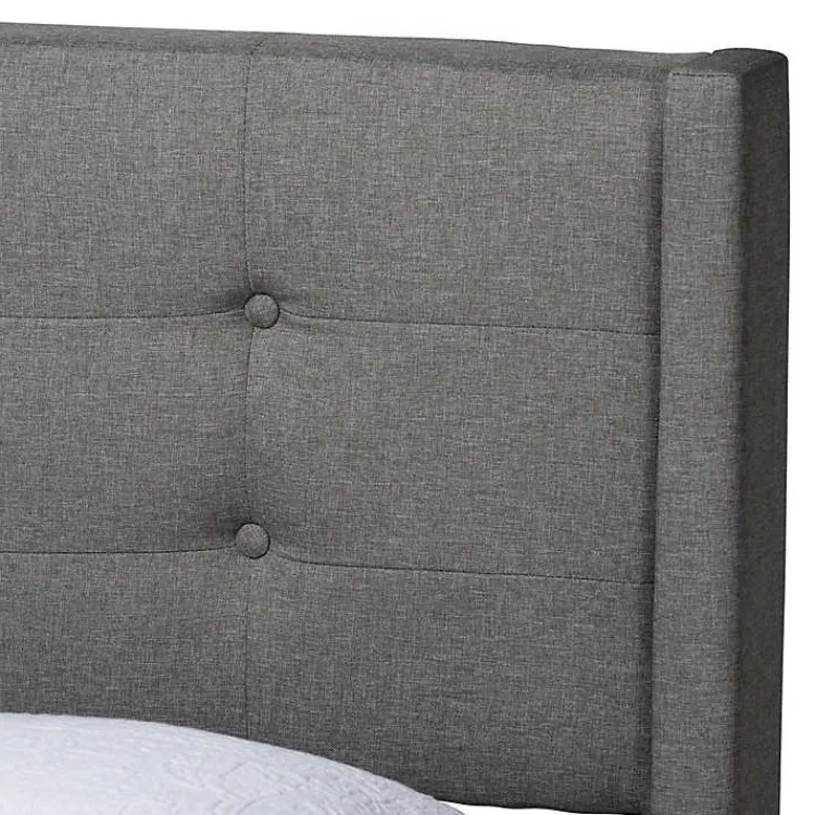 Kirklands Home Button Tufted Headboard Full Platform Bed Gray Clearance