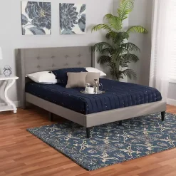 Kirklands Home Button Tufted Headboard Full Platform Bed Gray Clearance