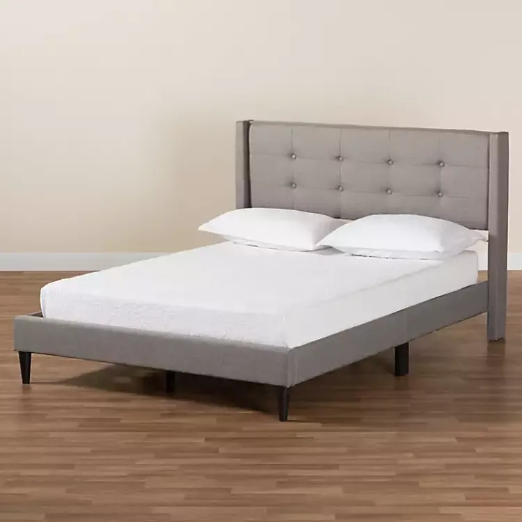 Kirklands Home Button Tufted Headboard Full Platform Bed Gray Clearance