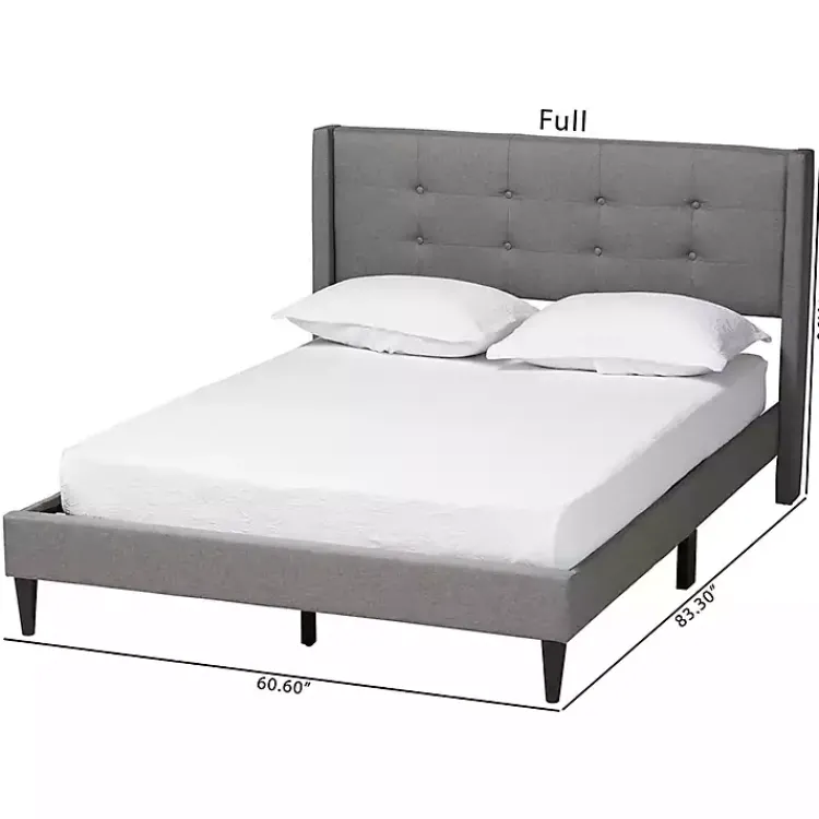 Kirklands Home Button Tufted Headboard Full Platform Bed Gray Clearance