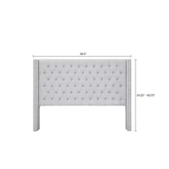 Kirklands Home Button Tufted Nailhead Trim Queen Headboard Gray Clearance