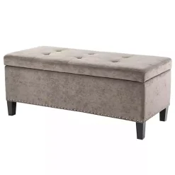 Kirklands Home Button Tufted Storage Bench Gray Hot