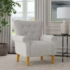 Kirklands Home Button-Tufted Rolled Arm Accent Chair Gray Best