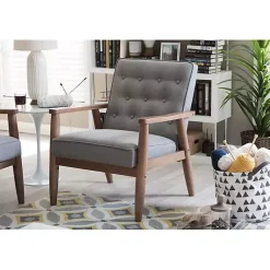 Kirklands Home Button-Tufted Sawyer Accent Chair Gray Hot