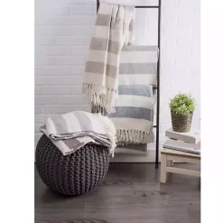 Blankets & Throws>Kirklands Home Cabana Stripe Throw Gray
