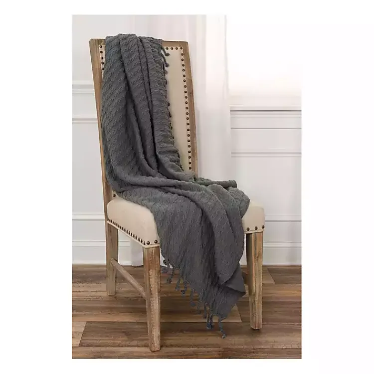 Blankets & Throws>Kirklands Home Cable Knit Tassel Throw Gray